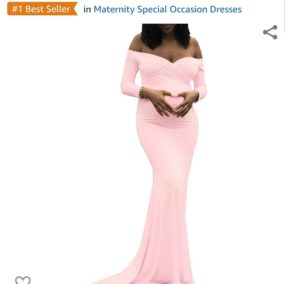 Pink Maternity Elegant Fitted Maternity Gown